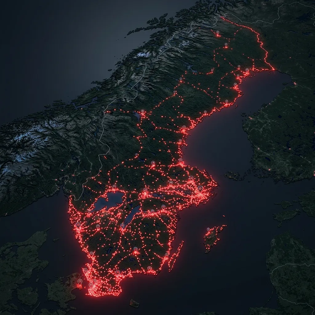 Karta över Sverige med vår täckning